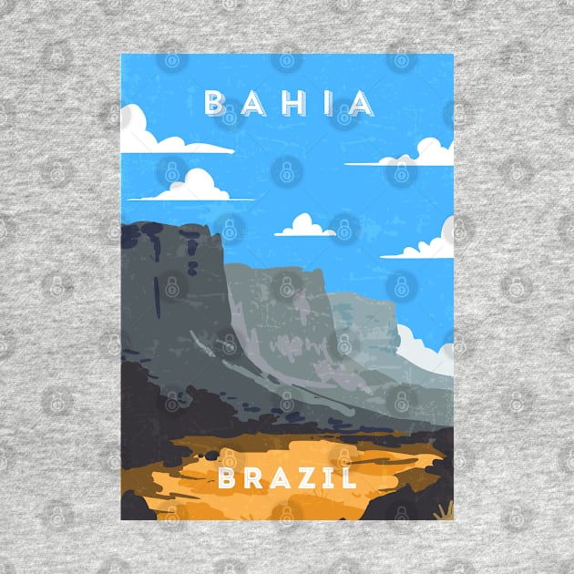 Bahia, Brazil - Retro travel minimalist poster by GreekTavern